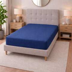 Lenzuolo sotto matrimoniale cotone con angoli Blu piazza e mezza