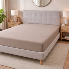 Lenzuolo sotto matrimoniale cotone con angoli Tortora