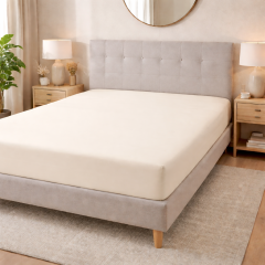 Lenzuolo sotto matrimoniale cotone con angoli Crema matrimoniale