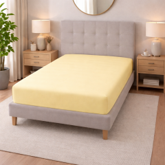 Lenzuolo sotto matrimoniale cotone con angoli Giallo