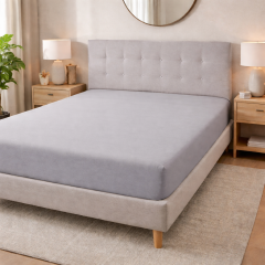 Lenzuolo sotto matrimoniale cotone con angoli Grigio