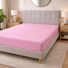 Lenzuolo sotto matrimoniale cotone con angoli Rosa