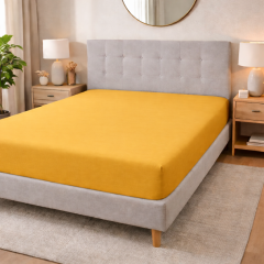 Lenzuolo sotto matrimoniale cotone con angoli Senape