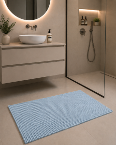 Tappeto Bagno Riccio - 60x100 - antiscivolo azzurro