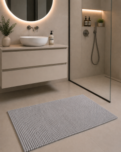Tappeto Bagno Riccio - 60x100 - antiscivolo grigio chiaro