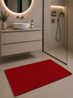 Tappeto Bagno Riccio - 60x100 - antiscivolo rosso