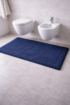 Tappeto Bagno Riccio blu 60x120