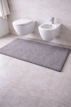 Tappeto Bagno Riccio grigio 60x120