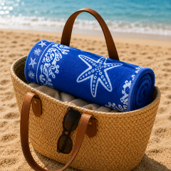 Telo Mare Jacquard CORALLO Blu