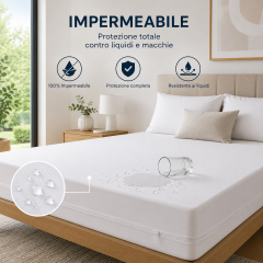 Coprimaterasso Impermeabile Doppio con Zip piazza e mezza 130x200+30