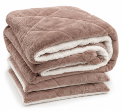 Set coperta trapuntata matrimoniale con 2 federe &amp;ndash; Flanella e agnellato, 200x230 cm rosa