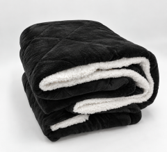 Set coperta trapuntata matrimoniale con 2 federe &amp;ndash; Flanella e agnellato, 200x230 cm nero