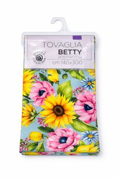 Tovaglia Betty Antimacchia 140x300 cm Fiori
