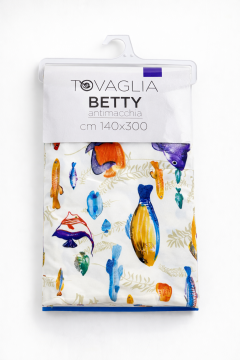 Tovaglia Betty Antimacchia 140x300 cm Pesci