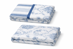 Completo letto lenzuola Zoe STAMPATO bianco e azzurro