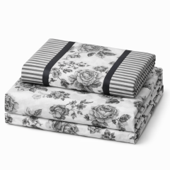 Completo letto lenzuola Zoe STAMPATO bianco e grigio