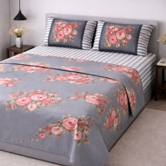 ZOE Completo letto Matrimoniale grigio e rosso